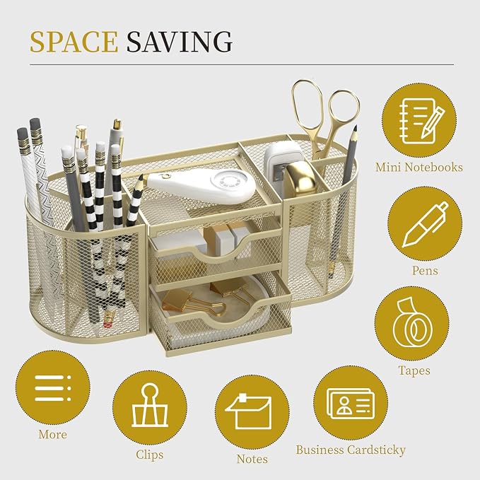 SUPEASY Mesh Desk Organizer, Desk Organizers and Accessories, Pen Holder - Image 4