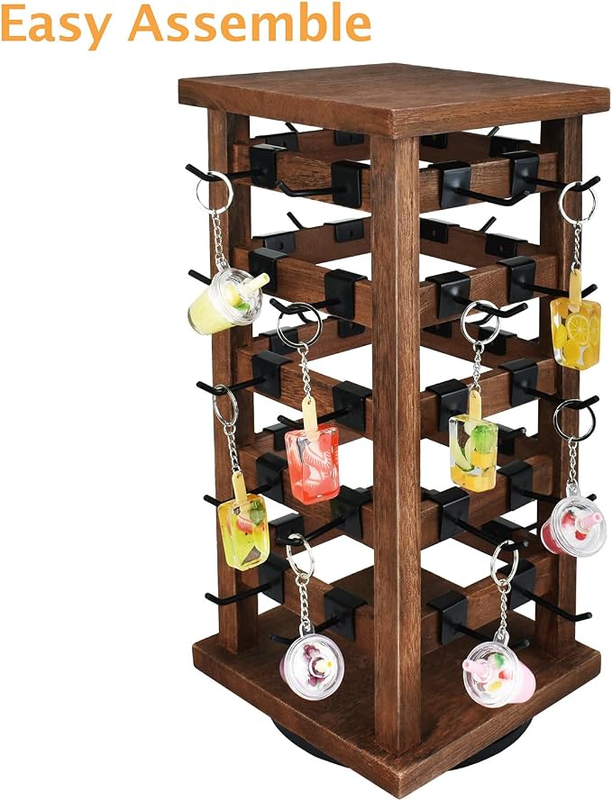 Ikee Design 5 Tiers Easy Assemble Wood Rotating Jewelry Display Tower - Image 3