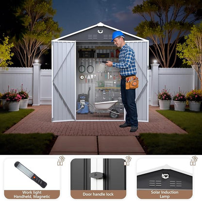8X6 FT Outdoor Storage Shed, Metal Garden Shed, Storage Tool Sheds - Image 2