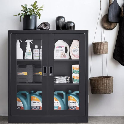 SISESOL Black Metal Storage Cabinet - Image 4