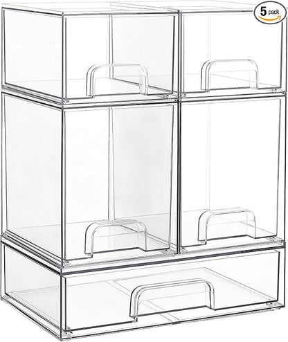 Vtopmart Stackable Storage Drawers Set of 5, Beauty Supplies Storage, Pantry by Vtopmart
