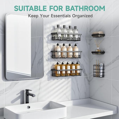 Veken Shower Caddy 6-Pack, Advanced Rustproof Design, No Drilling Adhesive - Image 5