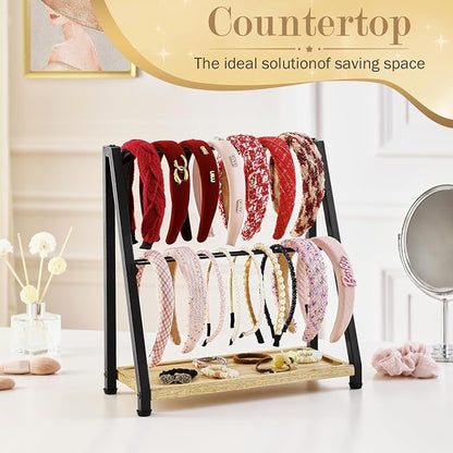 Headband Holder Organizer Metal 2-Tier Display Stand - Image 2