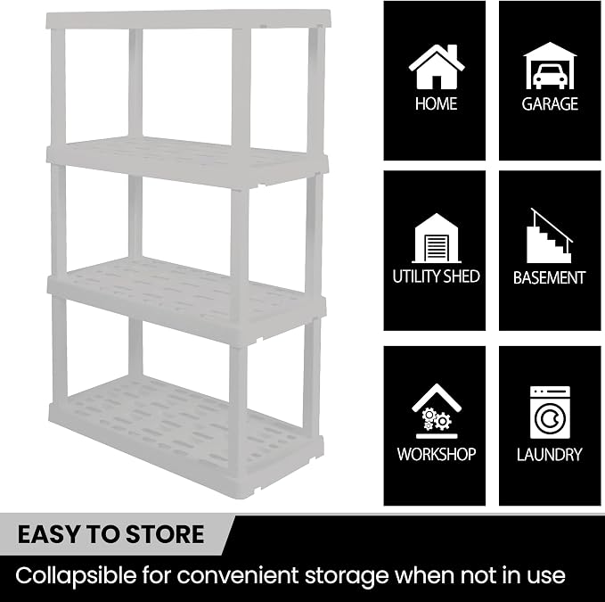 Oskar 4‑Tier Heavy‑Duty Plastic Storage Shelves – Tool‑Free, Interlocking - Image 5