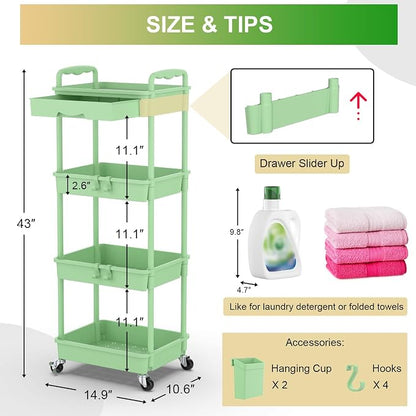 Goovilla 4 Tier Rolling Utility Cart Organizer - Image 4