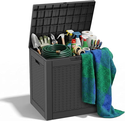 ROJIK 39 Gallon Resin Deck Box, Lockable Waterproof Weatherproof Outdoor by ROJIK