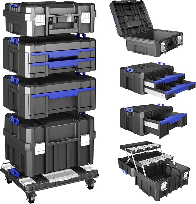 4 Tier Stackable Rolling Tool Box by AIRAJ