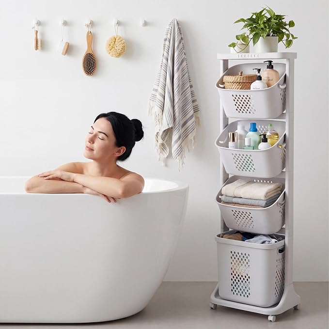 4-Tier Laundry Hamper Cart - Image 6
