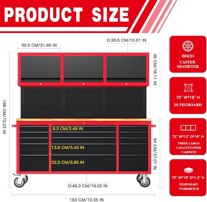 LARBANKE 72" Rolling Tool Chest - Image 3