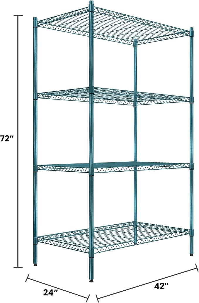 Quantum Storage Systems RWR72-2442LDP Adjustable Wire Green Epoxy 4 Shelves 72" - Image 2