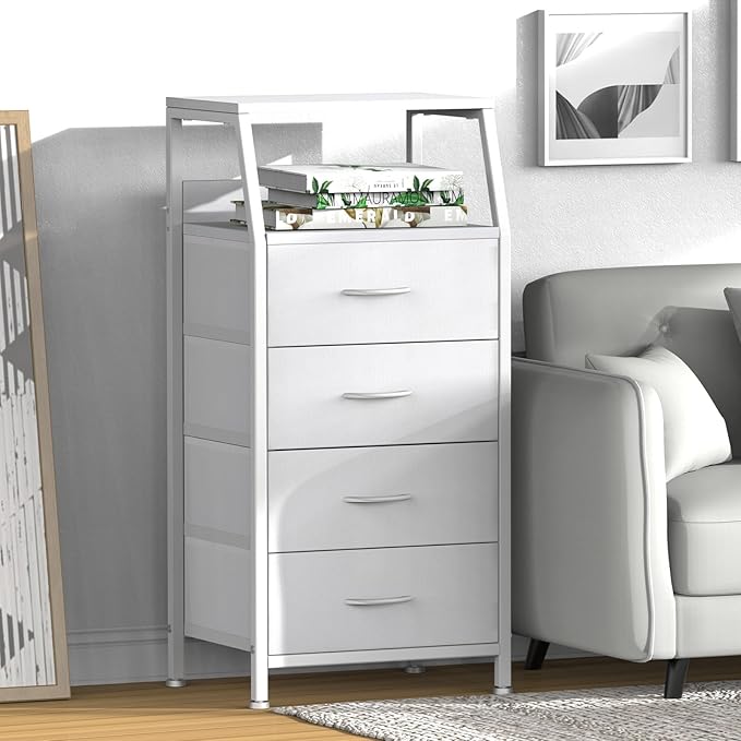 4 Drawers Small Fabric Dresser for Bedroom, Tall Dorm Nightstand | Vertical - Image 2