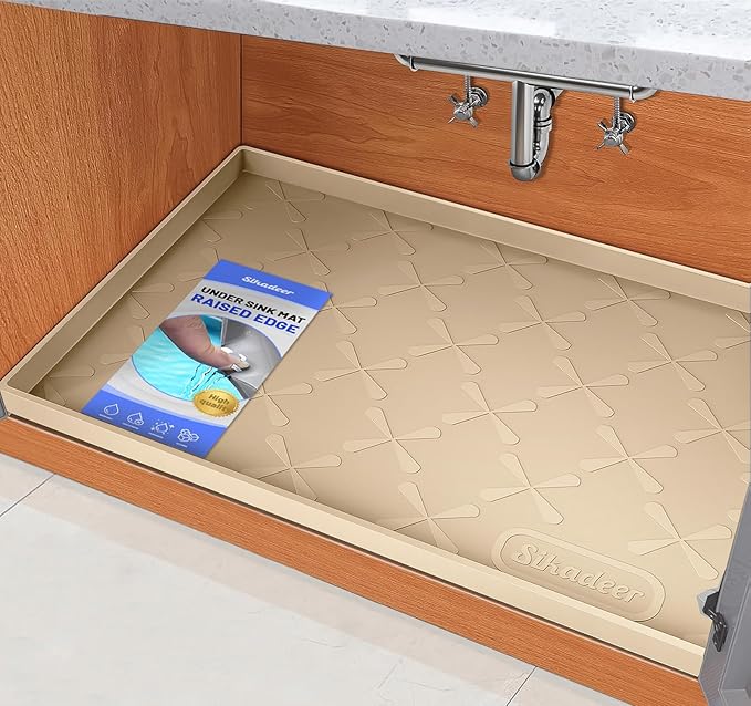 SIKADEER 28" x 19" Under Sink Mat Waterproof, Silicone Mat Kitchen Drawer Shelf by SIKADEER