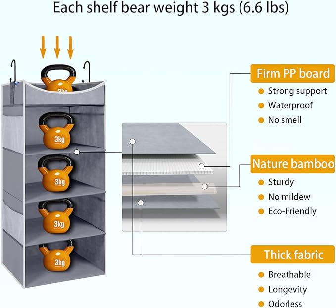 4-Shelf Hanging Closet Organizer and Storage - Image 3