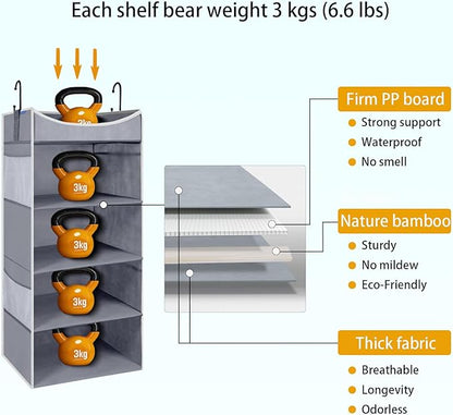 4-Shelf Hanging Closet Organizer and Storage - Image 3