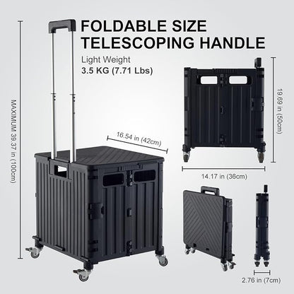 MACOPRO Folding Utility Cart Portable Rolling Crate Handcart Shopping Trolley - Image 4