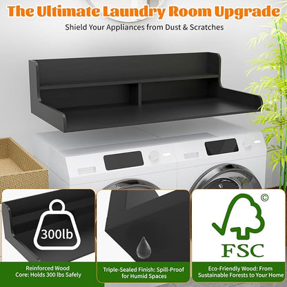 2-Tier Washer Dryer Countertop, Wood Laundry Countertop - Image 3