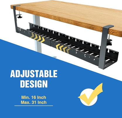 No Drilling Extendable Under Desk Cable Management, Metal Cable Management Tray - Image 6