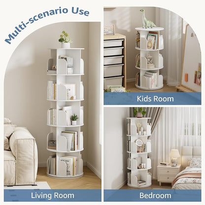 DUMOS 5 Tier Rotating Bookshelf Tower, Study Spinning Bookshelf - Image 7