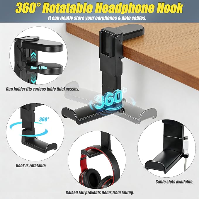 MYITYARD 4 in 1 Desk Cup Holder Clamp, Detachable Clip On Drink Holder - Image 4