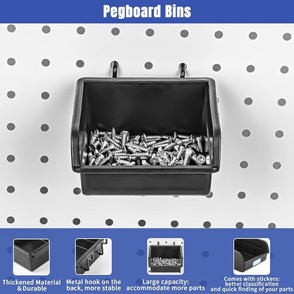 196 PCS Extra Thick 1/4" Pegboard Hooks Set, Heavy Duty Peg Board - Image 6