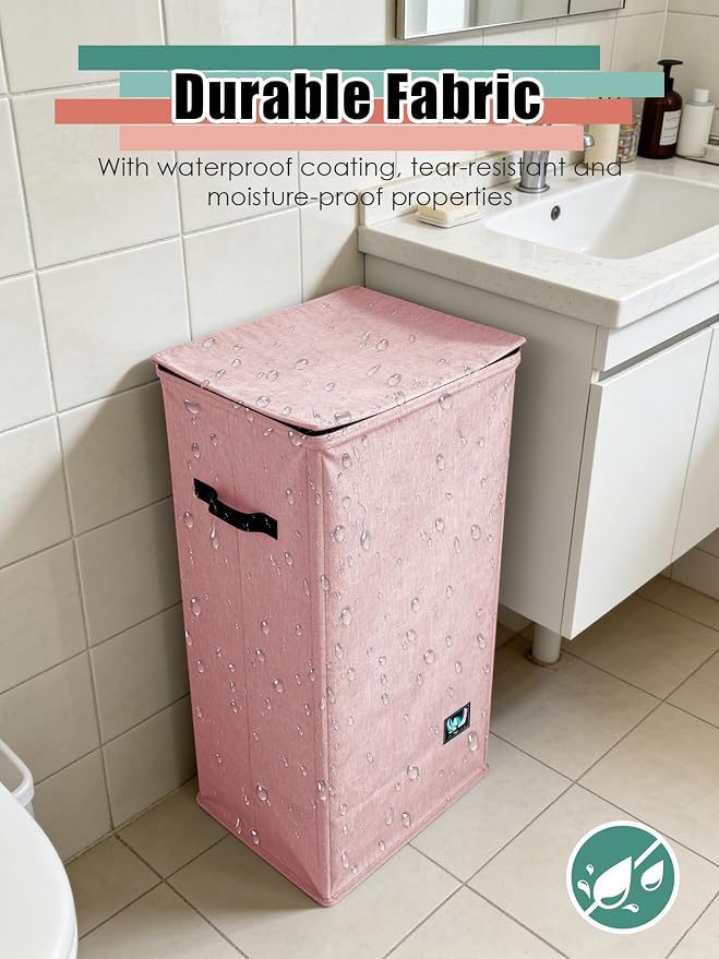 WTREE Laundry Hamper with Lid, Reinforced Sturdy Clothes Hamper with - Image 4