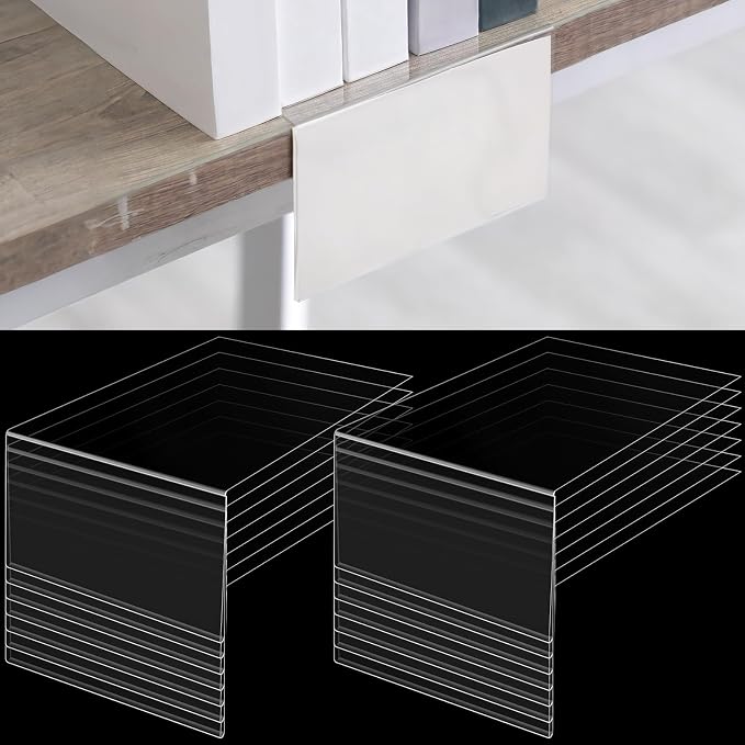 Containlol 15 Pieces Clear Shelf Label Holders Moveable Shelves Tags Moveable by Containlol