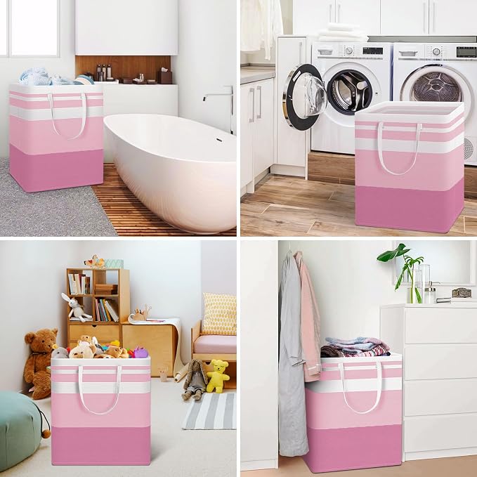 HomeHacks 2 Pack Large Laundry Baskets, Waterproof, Freestanding Laundry Hampers - Image 6