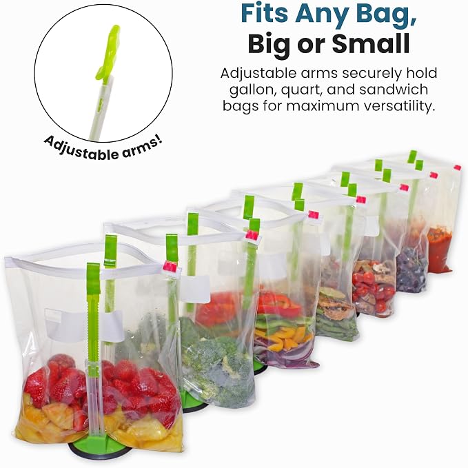 Jokari Adjustable Baggy Rack Stand 4-Pack, Hands-Free Freezer Bag Holder - Image 4