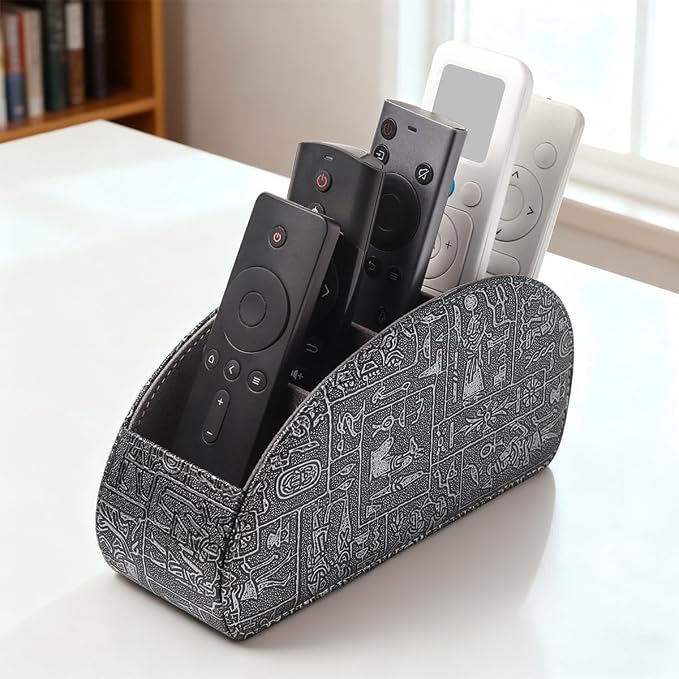 Remote Control Holder with 5 Compartments, Upgraded PU Leather TV Remote Caddy - Image 5