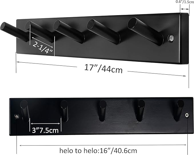SKOLOO Wooden Wall Mounted Coat Rack, 5 Pegs Bamboo Wall Hook - Image 6