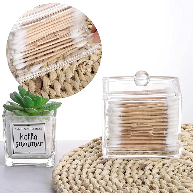 Tbestmax 10oz Qtip Holder Dispenser Big Clear Bathroom Organizer Accessories - Image 5