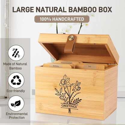 Large Bamboo Greeting Card Organizer Box - Image 3