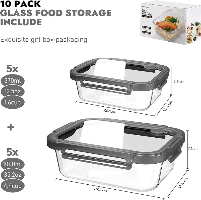 10-Pack Glass Food Storage Containers - Image 2
