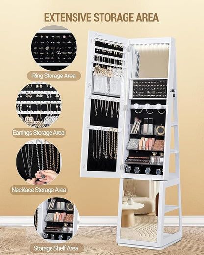 Hzuaneri 16 LEDs Jewelry Cabinet Armoire, Standing Jewelry Organizer - Image 4