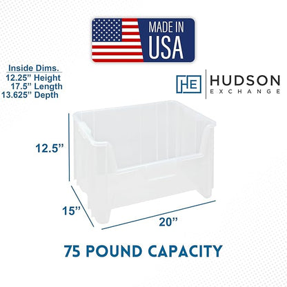 Hudson Exchange 20" x 15" x 12.5" Plastic Giant Stackable Hopper Bin Container - Image 2