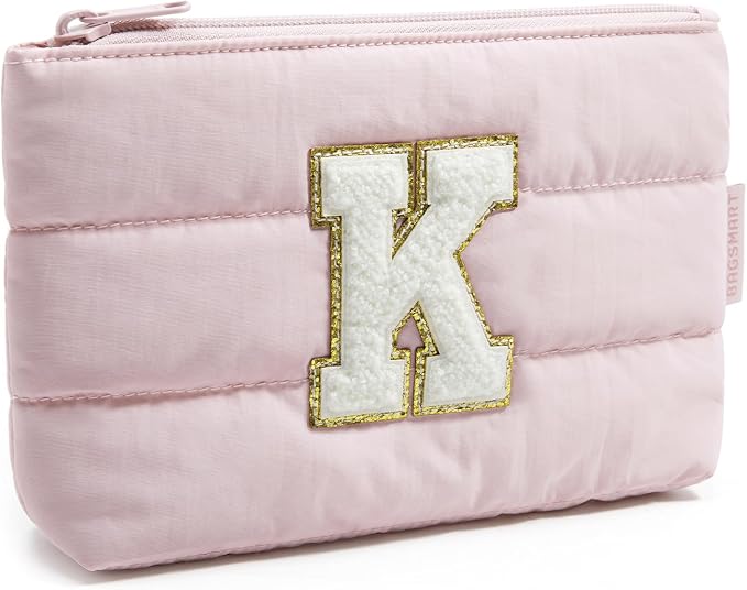 BAGSMART Small Makeup Bag, Machine Washable Puffy Cosmetic Pouch | 1.6" slim by BAGSMART