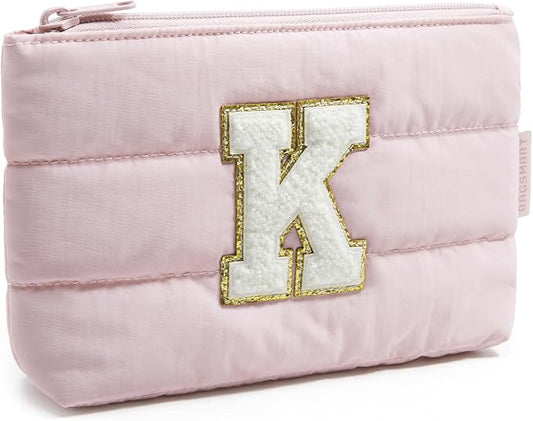 BAGSMART Small Makeup Bag, Machine Washable Puffy Cosmetic Pouch | 1.6" slim by BAGSMART