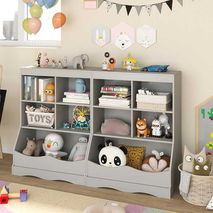 Storage Organizer, Small Bookcase w/ 4 Open Cubes & 1 Bottom Compartment - Image 4