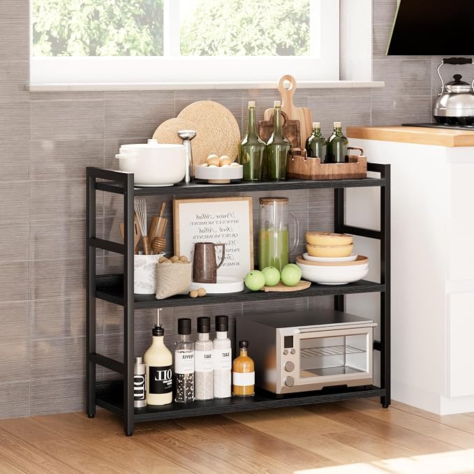NUMENN Wide Bookshelf, 3 Tier Freestanding Shelving Unit, Falling Prevention - Image 2