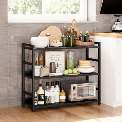 NUMENN Wide Bookshelf, 3 Tier Freestanding Shelving Unit, Falling Prevention - Image 2