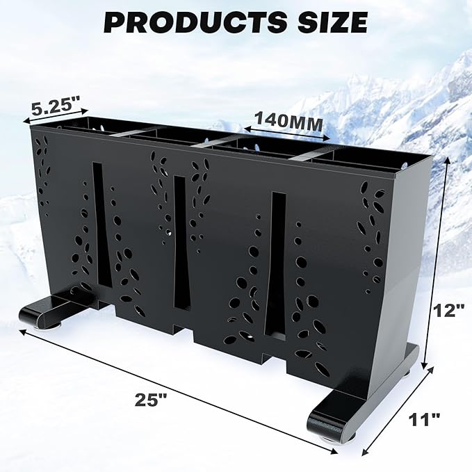 Ski Storage Rack for Garage, 4 Pair Heavy Duty Steel Freestanding Ski Storage - Image 2