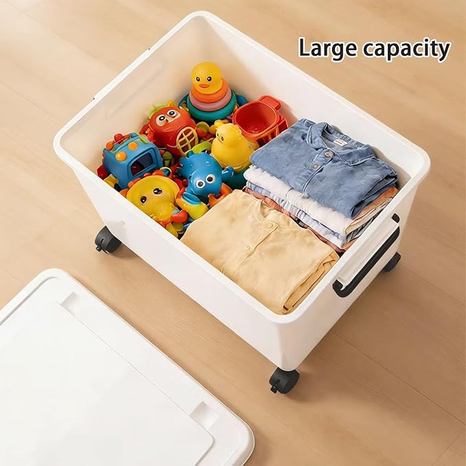 3 Extra Large Storage Bin with 4 Quiet 360° Swivel Casters - 55cm Heavy Duty - Image 7
