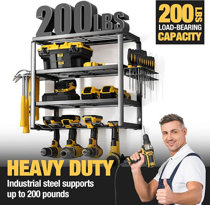 YYR 4 Layer Power Tool Organizer Wall Mount, Cordless Drill Hanger Storage Rack - Image 5