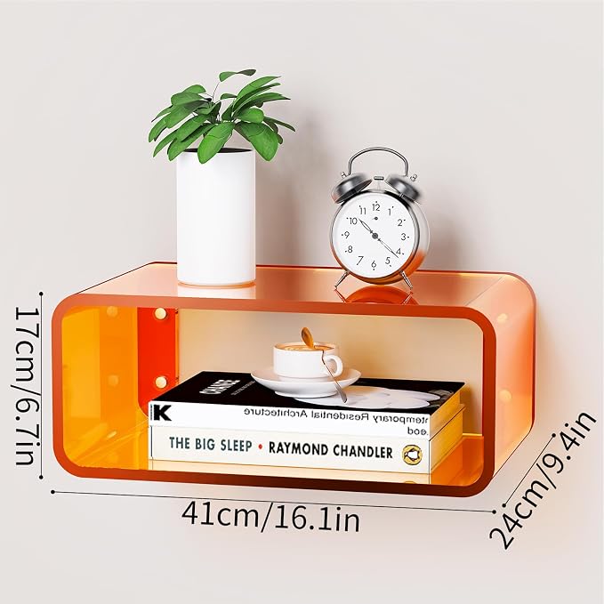 Acrylic Floating Nightstand, Bedside Table, Nightstand Shelf Wall Mounted - Image 3