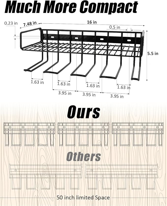Heavy Duty Tool Organizer, 4 Wall Mount Anchors, 3.95" Between Slots, Sturdy - Image 4