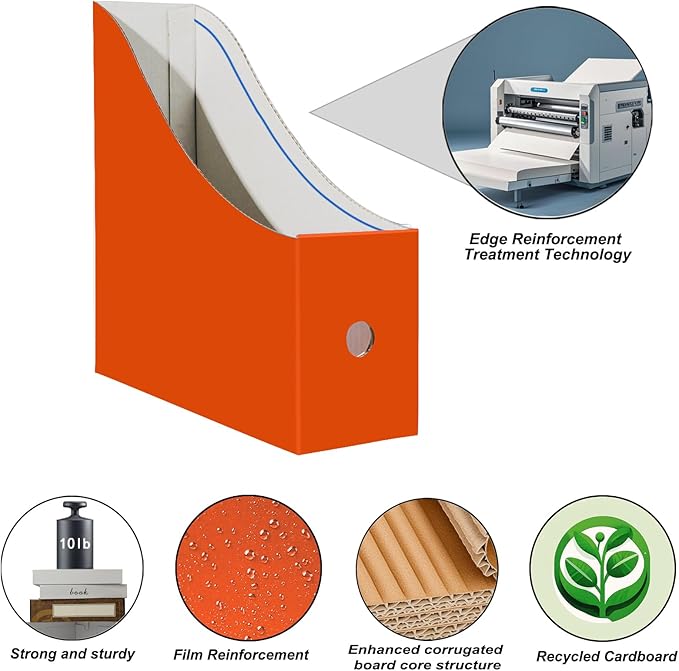 Limitliho 2 Pack Orange-red Magazine Storage Boxes - Image 2
