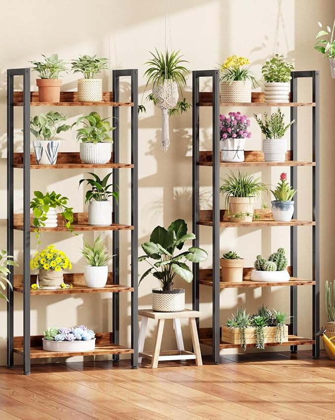 Furologee 5-Tier Bookshelf Set of 2, Tall Bookcase - Image 8