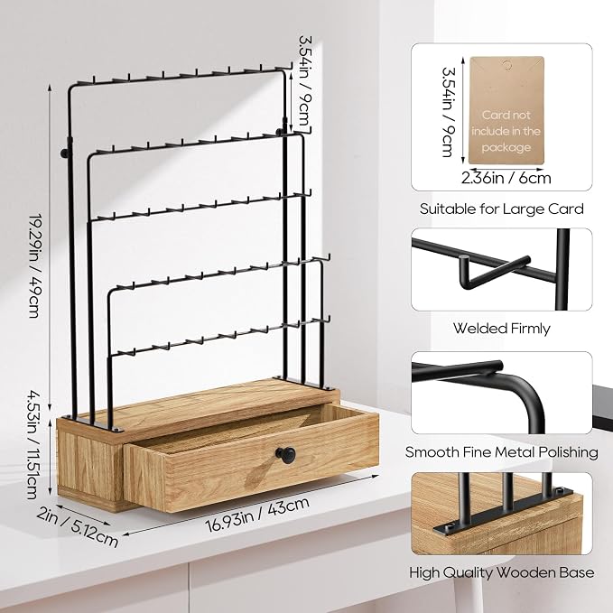 ORLESS 5-Tier Jewelry Display for Vendors, Earring Holder Organizer - Image 5