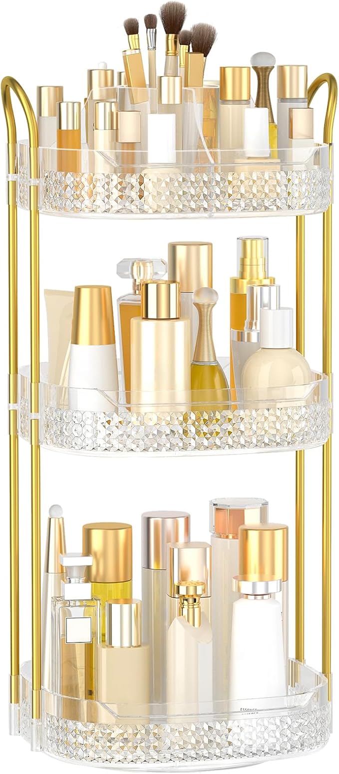 Rotating Makeup Organizer for Vanity 3 Tier, Perfume Organizer by BOCONY