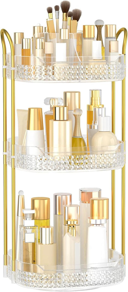 Rotating Makeup Organizer for Vanity 3 Tier, Perfume Organizer by BOCONY